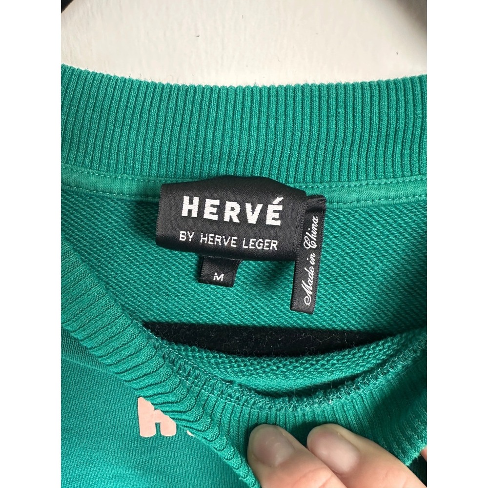 HERVE BY HERVE LEGER Dolman Green Sweatshirt Pullover Women's Size M - Picture 7 of 10